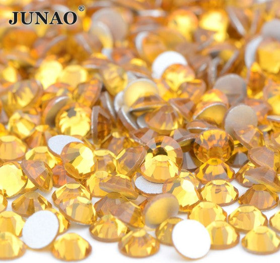 JUNAO Wholesale 100Gross SS 3 4 5 6 8 10 12 16 20 30 Top Quality Clear Crystal Flat Back Glass Rhinestone In Bulk Nail Stones