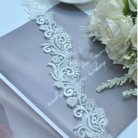 Bridal Beaded Lace Veil Headband Doll Clothes Accessories Lace (2Yard/10yards)pack