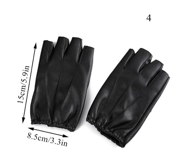 New Half Finger PU Leather Gloves Women Rock Punk Style Rivet Fingerless Black Gloves New Mittens Luvas