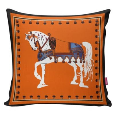 pillowcase cushion horse Nordic European-style living room bed light luxury high-end sofa model room orange orange yellow model room