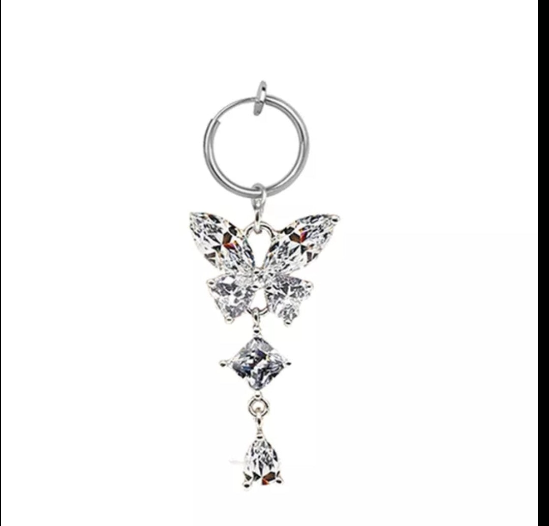 1Pc Butterfly Fake Belly Button Ring Fake Belly Piercing Clip On Umbilical Navel Fake Pircing Faux Belly Cartilage Earring Clip