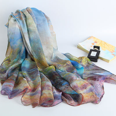 Silk scarf gift long autumn and winter chiffon scarf Hangzhou yarn scarf mulberry silk scarf women's silk scarf