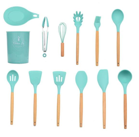 Silicone Kitchenware with Wooden Handle