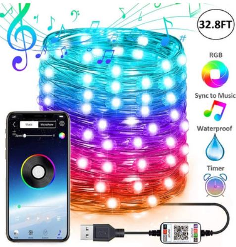 LED bluetooth APP USB copper wire light string remote control light string color changing voice control waterproof garden decoration Christmas lights
