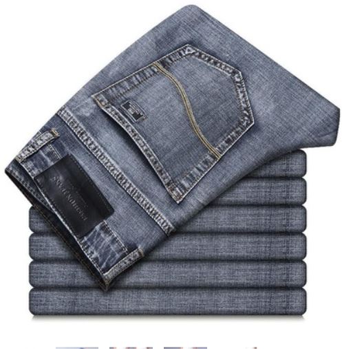 Spring Summer Men's Stretch Straight Fit Jeans Men's Denim