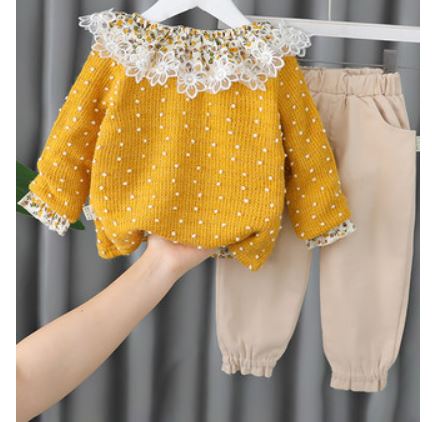 Girls' autumn clothes foreign style 2 children's clothes girls spring and autumn models baby net red tide children's clothing 1 year old baby autumn suit