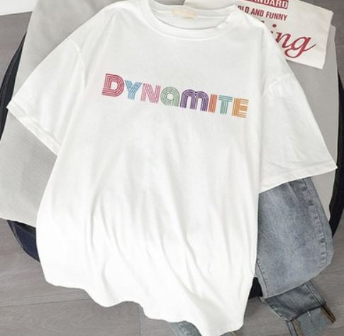 new album DYNAMITE print T-shirtKorean style short