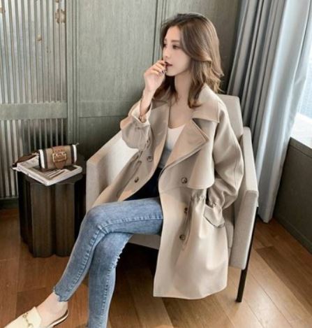 Windbreaker women's spring and autumn 2021 new loose and thin British style retro mid-length thin casual jacket jacket