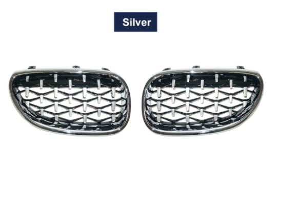 A Pair Car Racing Grill Diamond Kidney Grille For BMW E60 E61 550i 535i M5 2004-2009 Front Bumper Grilles Meteor Style Grills