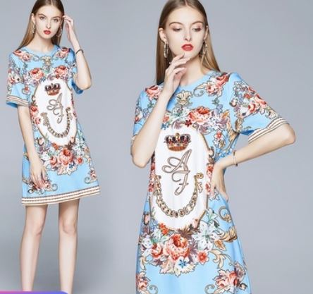 Haolaiwu 2020 new summer retro palace print fashion western dress