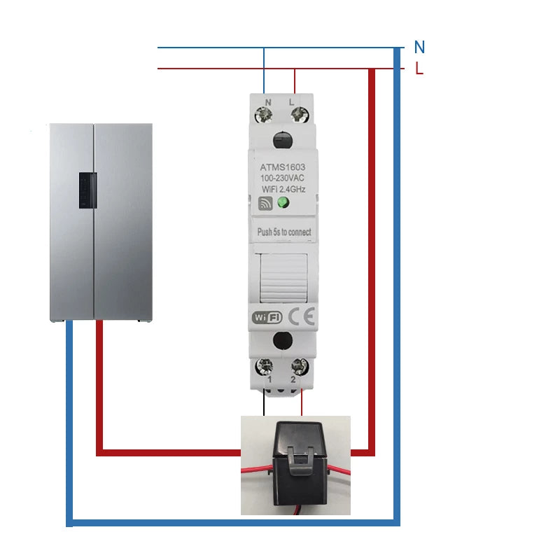 Tuya Smart WiFi Electricity KWH Meter Din Rail Single Phase 110V 230V with 50A 63A CT AC Meter App Real Time Monitor Power