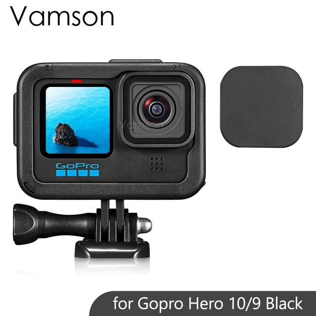 Vamson for GoPro Hero 10 9 Action Camera Protective Frame Case Housing Cover with Double Cold Boots for GoPro 10 9 Accessories