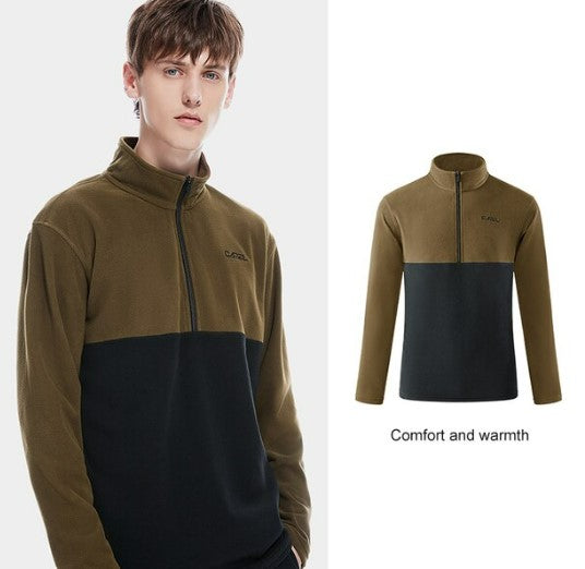 Goldencamel Men Jacket Autumn Winter Men's Fleece Stand-up Collar Sweater Sweatshirt Polar Fleece Plus Fleece Soft Casual Cloth