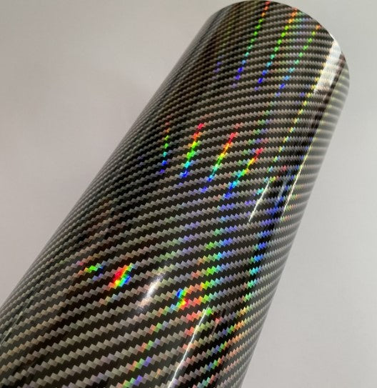 Holographic Black Carbon Fiber Vinyl Wrap Film Air Release DIY Car Wrap Vinyl Automotive Stickers Decals