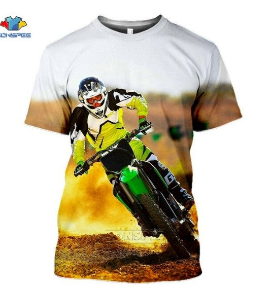 SONSPEE Mens T Shirt Summer 3D Print Motorcycle Motocross Tshirt Tops Tees Fashion Short Sleeve Sports Car T-shirts Homme tommy