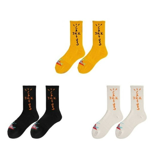 3 pairs men's socks Harajuku retro Travis cott Crew Cactus Jack fun socks street hip hop fashion sports basketball socks