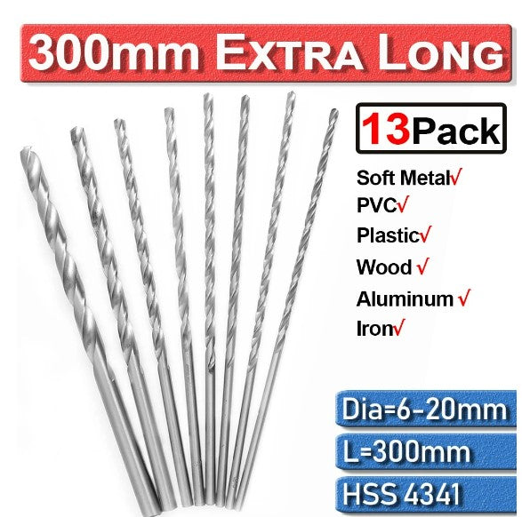 Extra Long High Speed Steel Woodworking HSS Twist Drill Bits For Soft Metal Wood Plastic Drilling 6mm-12mm for a faster D30