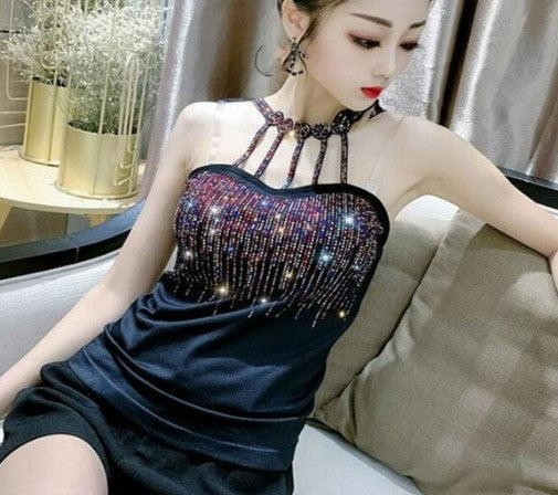 Sexy camisole for women Trendy thin sling hot diamond camis female student bottoming top lady Elastic tank top trend Streetwear