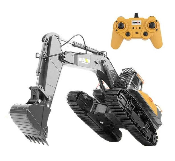 Huina 1592 Alloy 22CH Alloy RC Excavator Bulldozer 1:14 Remote Control Truck Crane Electric Vehicle RTR Engineering Car Dump Toy