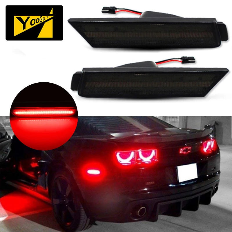 YaaGoo For Chevy Camaro 2010-2015 Red Smoked Lens Rear Side Marker LED Light Lamps
