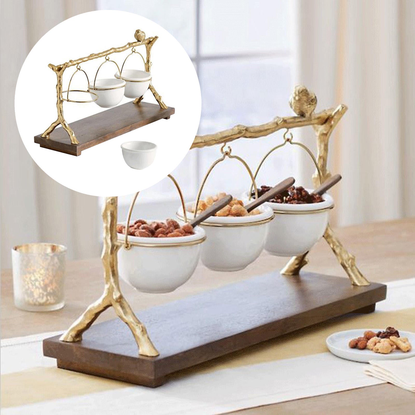 Resin Ornaments Golden Oak Branch Snack Bowl Rack