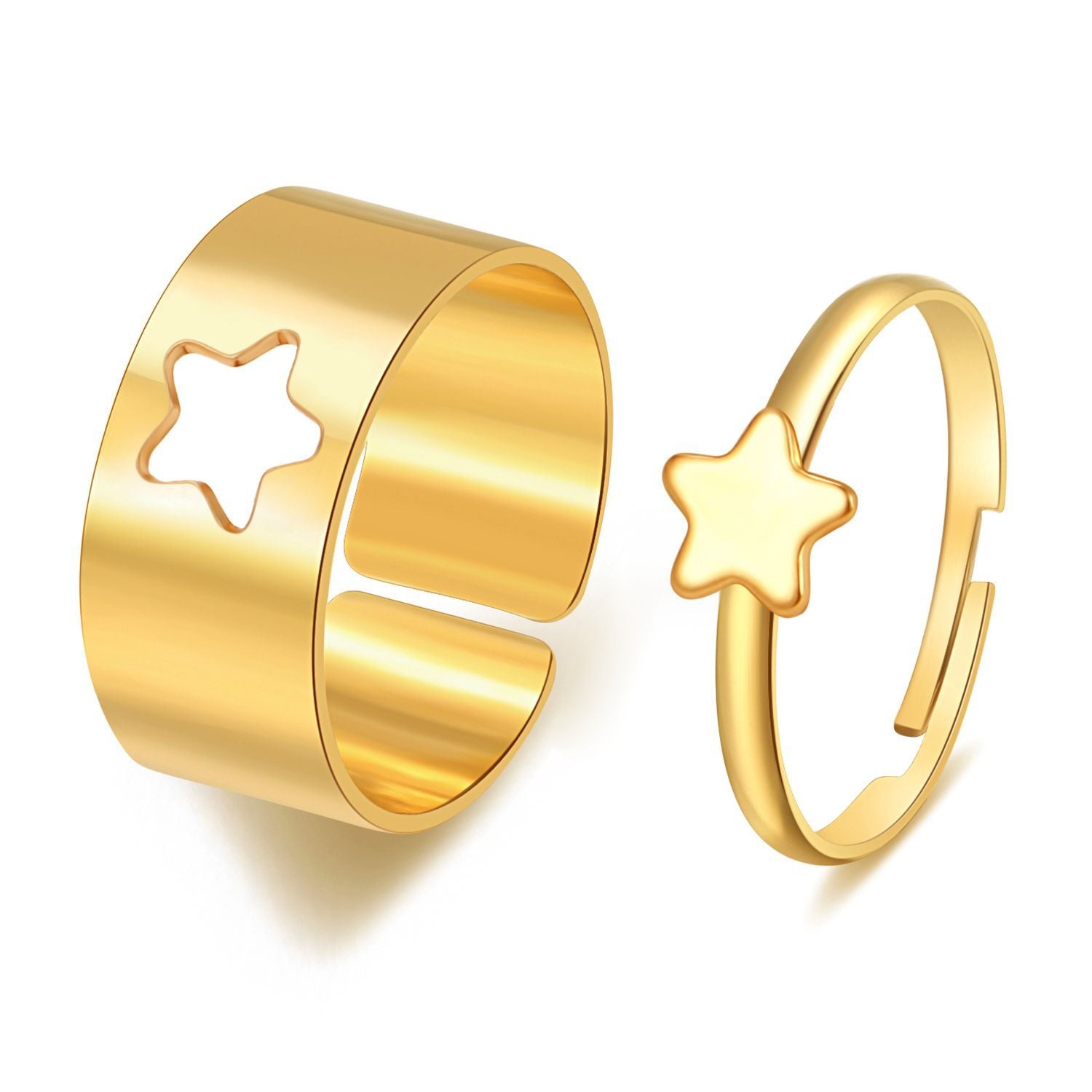 Creative Geometric Love Star Moon Punk Couple Ring