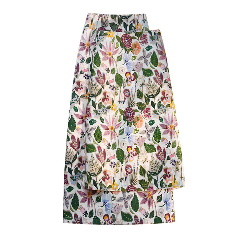 High Waist Mid Length One Step Floral Hip Skirt