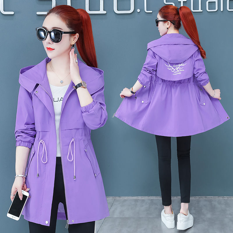 Korean Style Slim And Thin Temperament Autumn Windbreaker Women Mid-length Student Jacket Women