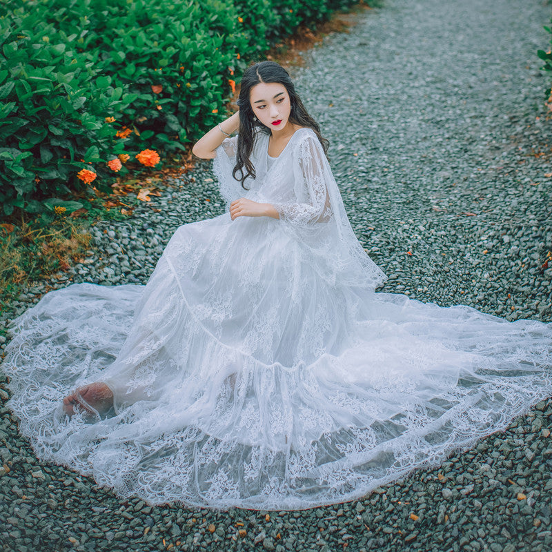 Women's Summer White Dress With Embroidered Lace