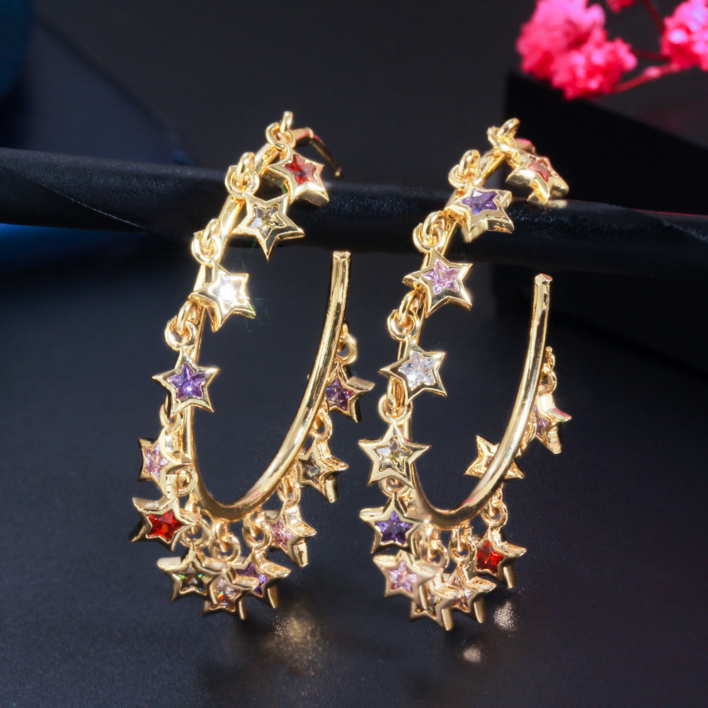 Ladies Celebrity Tassel Hoop Earrings