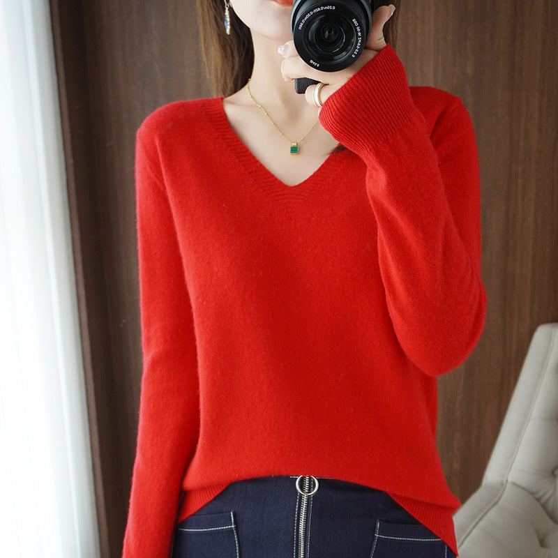 Women's Sweater Knit Bottoming Shirt Autumn And Winter Short Long Sleeves Slim Slimming