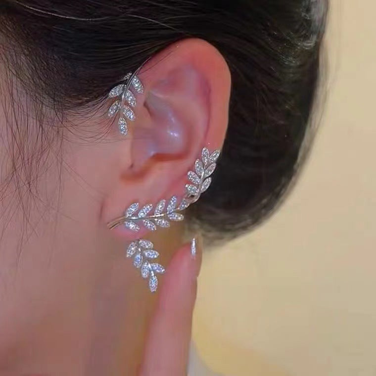 Super Flashing Diamond Earrings With Butterfly Ear Clip Earrings All-in-one Earrings