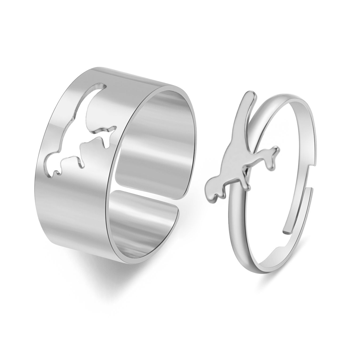 Creative Geometric Love Star Moon Punk Couple Ring