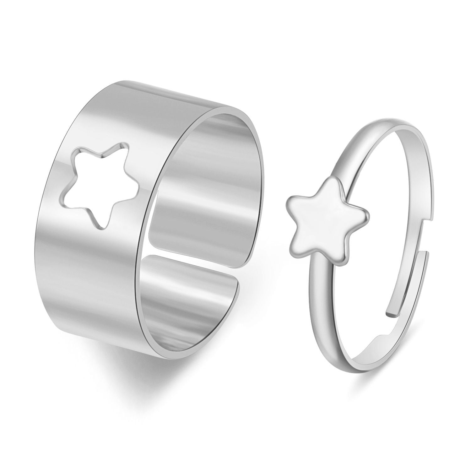 Creative Geometric Love Star Moon Punk Couple Ring