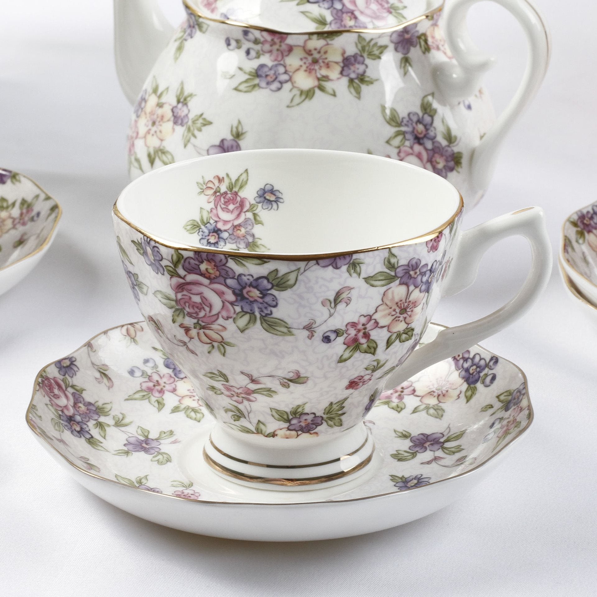 Bone China British Afternoon Tea Set Coffee Cups And Saucers