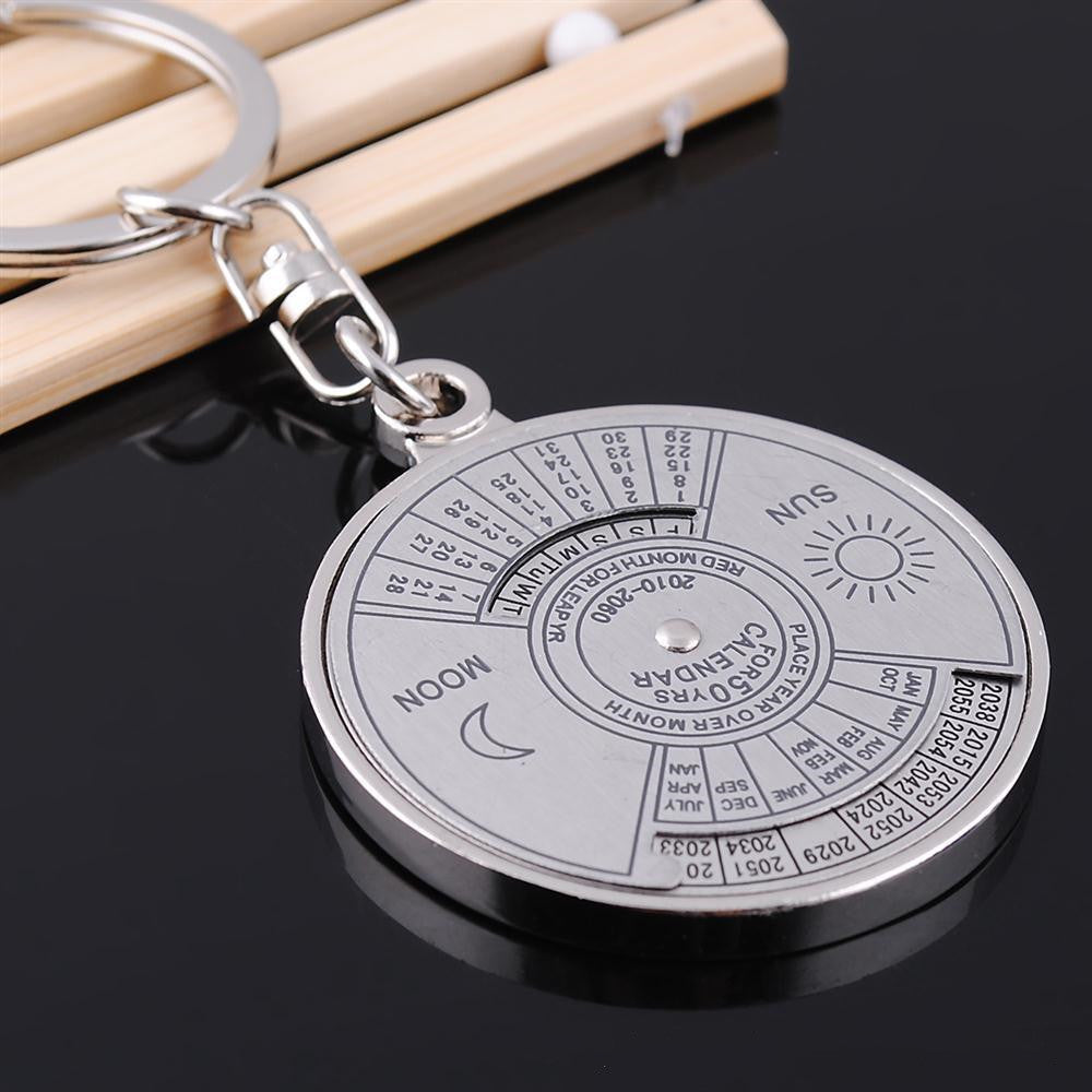 Compass Perpetual Calendar Metal Alloy Keychain