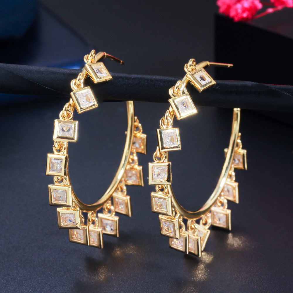 Ladies Celebrity Tassel Hoop Earrings