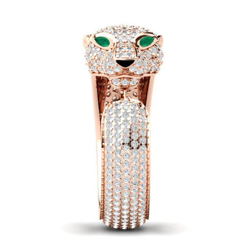 Leopard Head Diamond Ring Popular In Europe And America