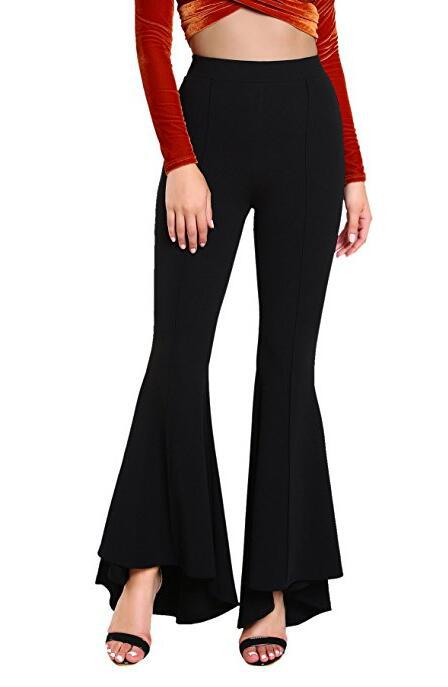Ladies Elastic High Waist Fashion Flared Trousers