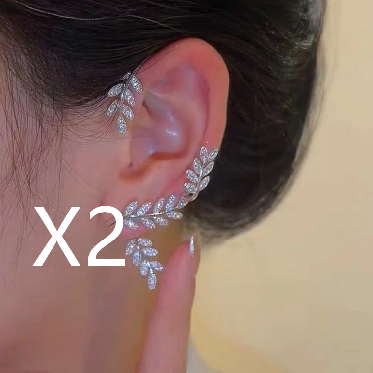 Super Flashing Diamond Earrings With Butterfly Ear Clip Earrings All-in-one Earrings