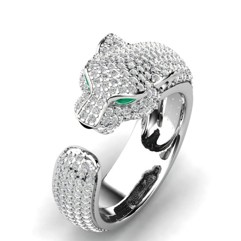 Leopard Head Diamond Ring Popular In Europe And America