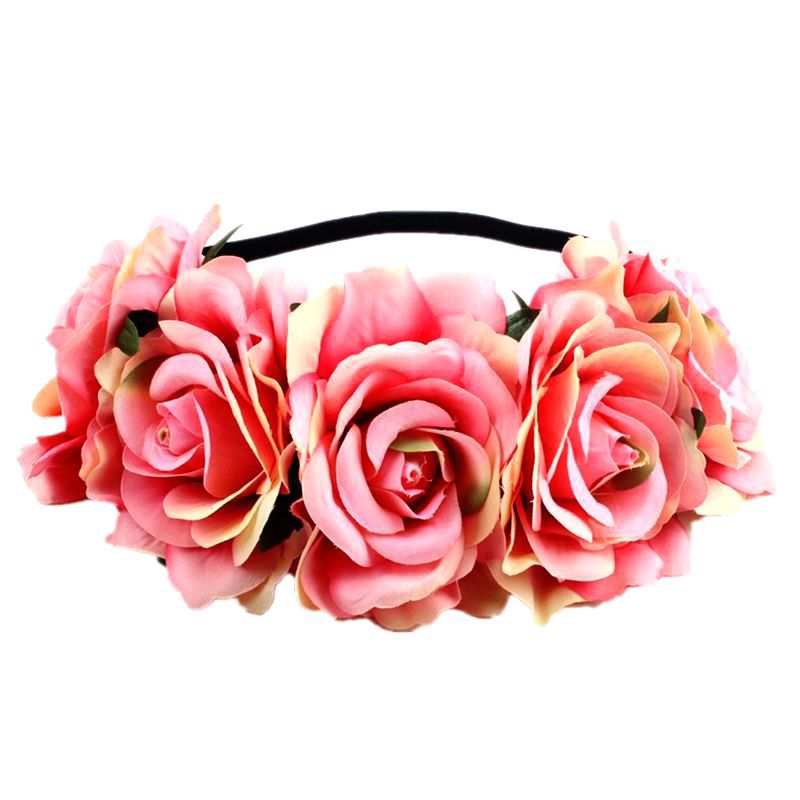 Europe And The United States 5 Red Roses Flower Headband Wreath Bridal Holiday Hair Accessories