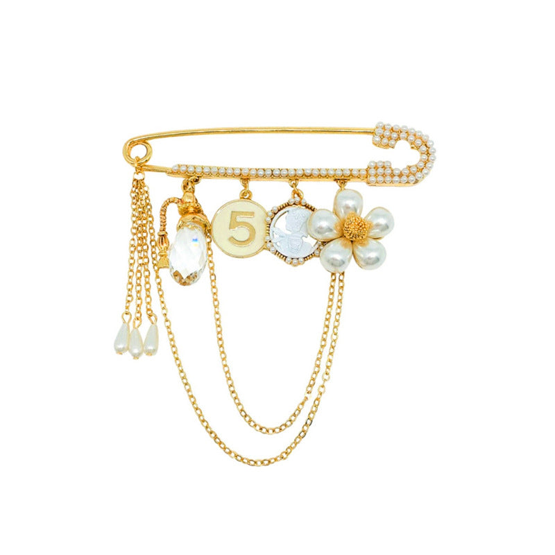 Pearl Brooch Female Pin Fixed Clothes Accessories Temperament