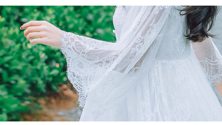 Women's Summer White Dress With Embroidered Lace