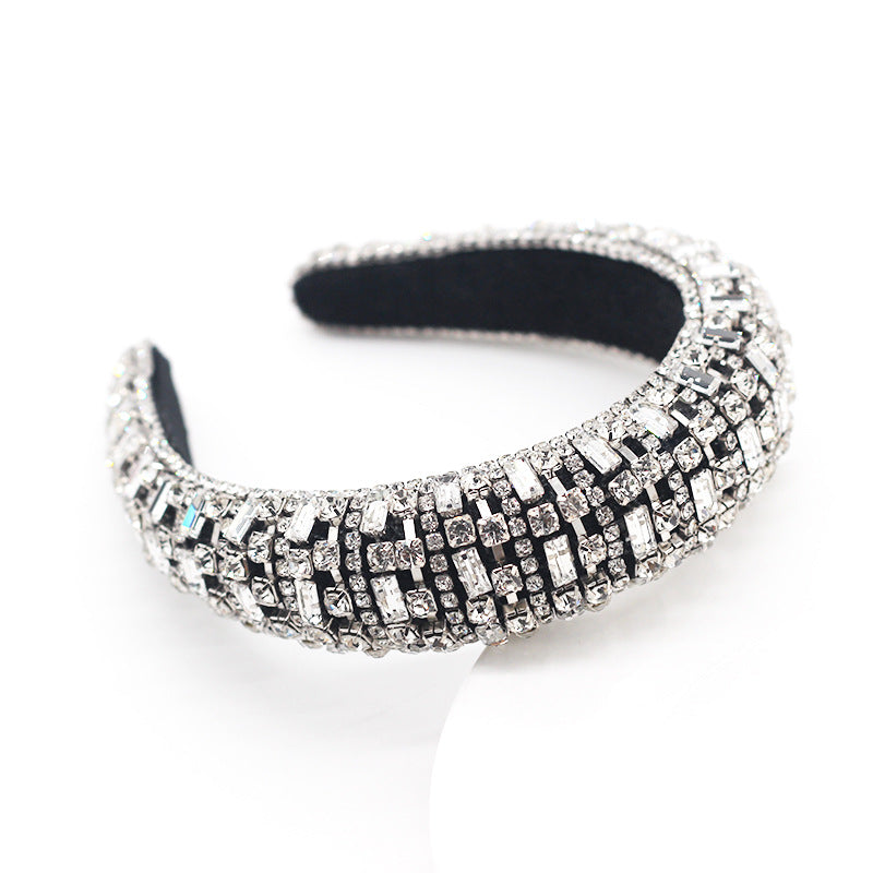 Fashion Shiny Full Rhinestone Wide Edge Rhinestone Headband