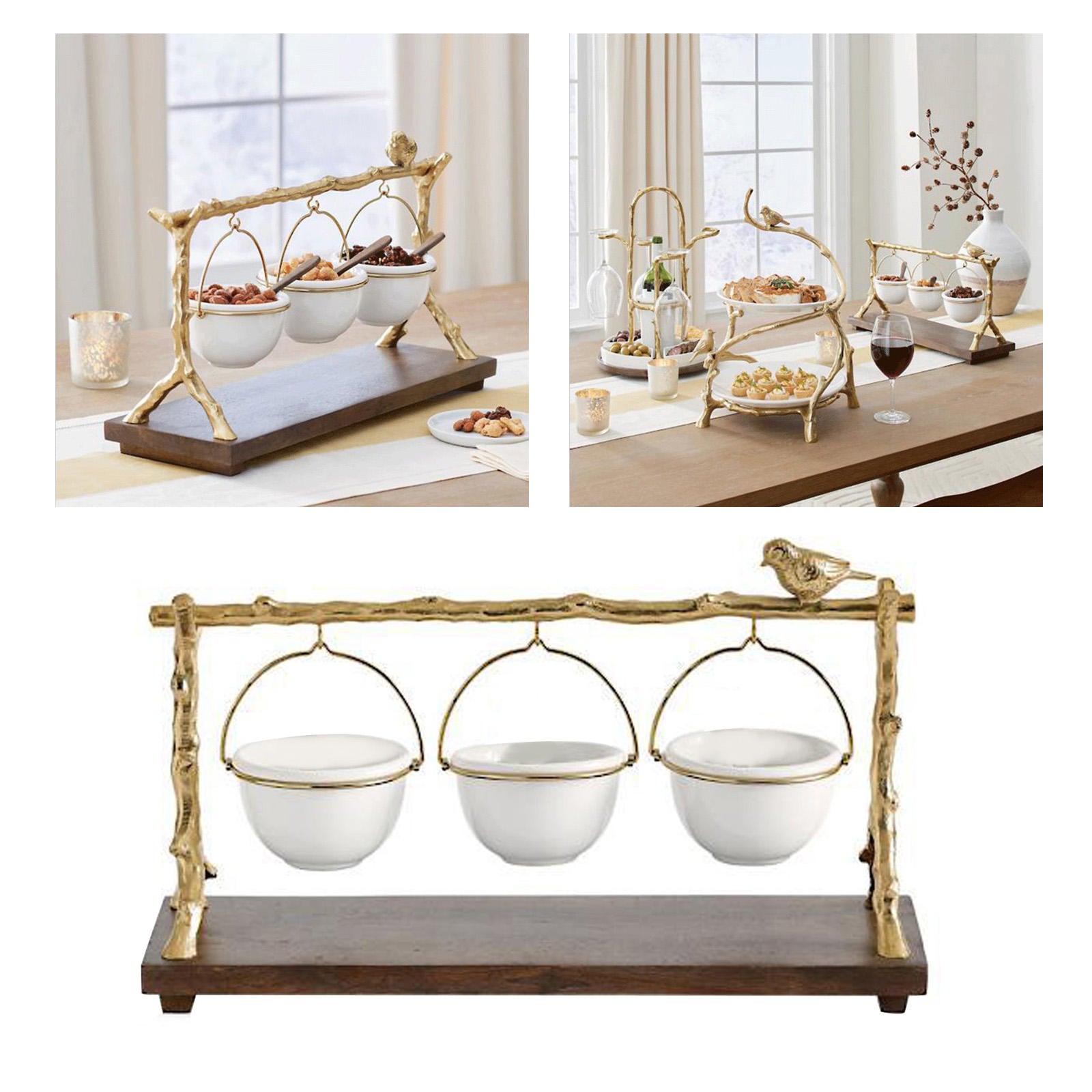 Resin Ornaments Golden Oak Branch Snack Bowl Rack