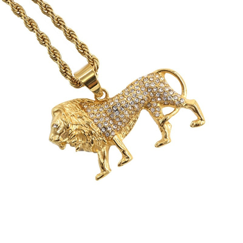 Alloy Gold-plated Lion Head Pendant