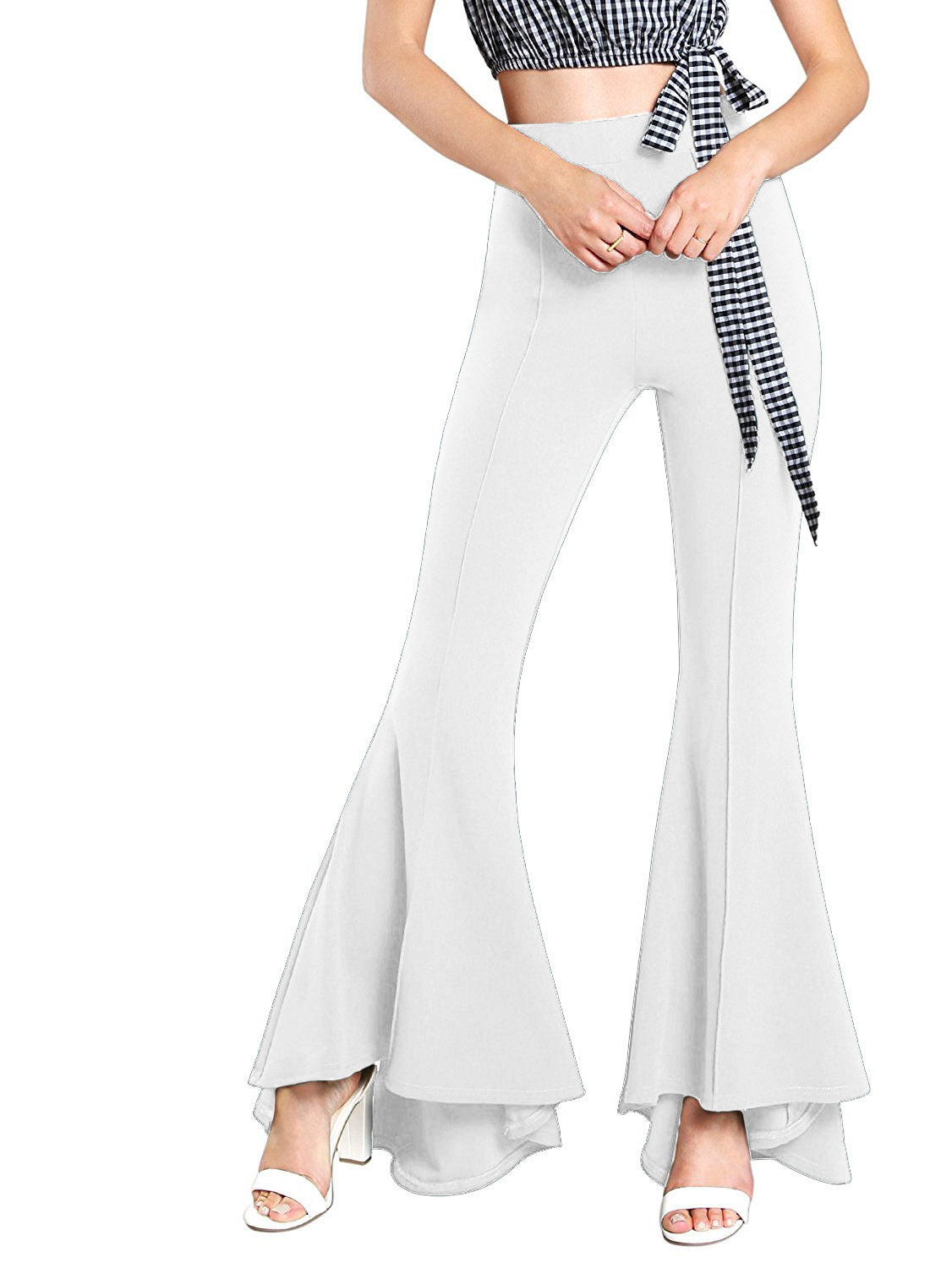 Ladies Elastic High Waist Fashion Flared Trousers