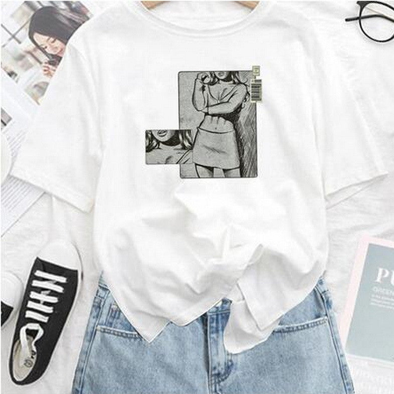 European And American Print Short-sleeved T-shirt Women