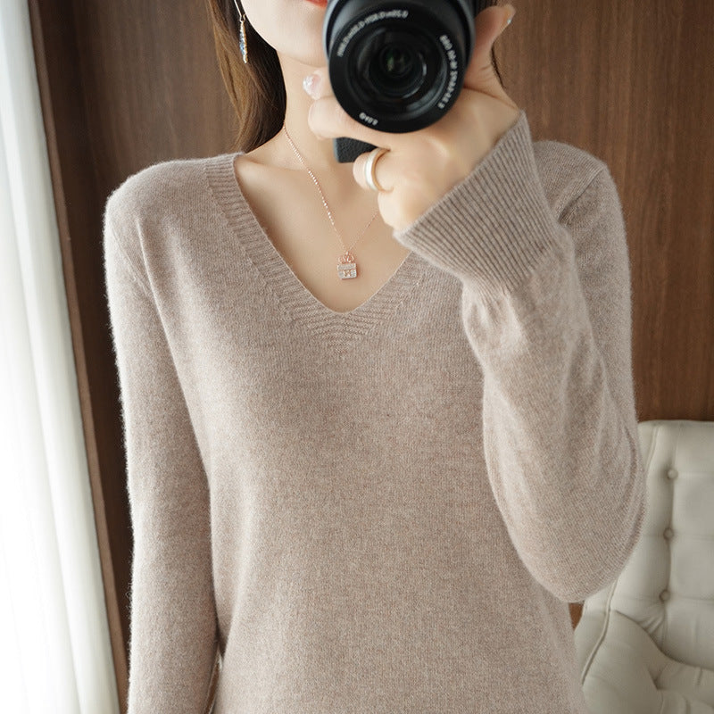 Women's Sweater Knit Bottoming Shirt Autumn And Winter Short Long Sleeves Slim Slimming